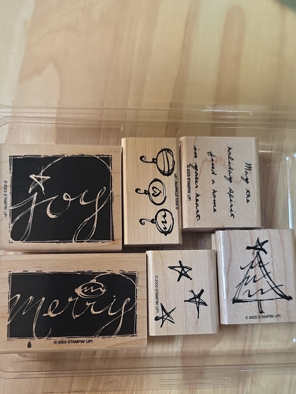 Stampin’ Up Holiday Spirit 2003 Christmas Rubber Stamp Set 6 Pc Retired